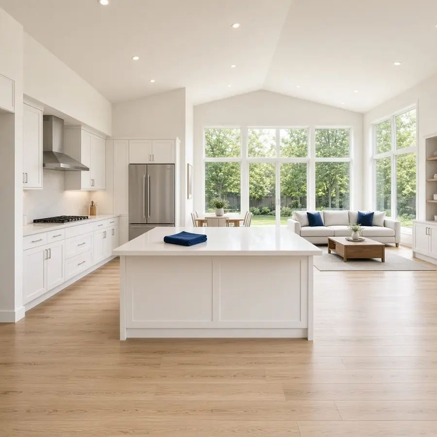 Large open-plan kitchen and living space